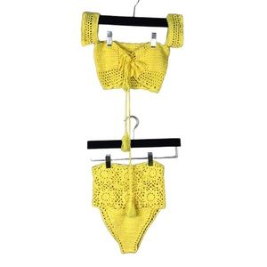 UNIQUE- High waisted crochet bikini yellow